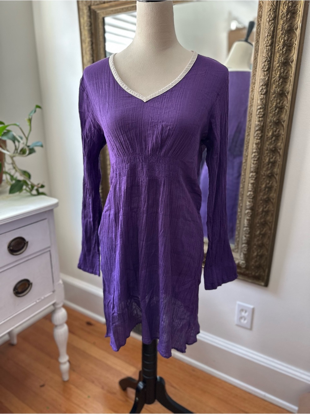 Athleta dress cotton crepe purple Athleisure short lightweight errands travel